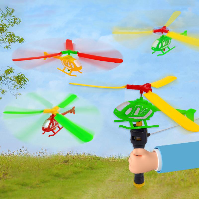 Classic Outdoor Game Handle Pull Line Helicopter Draw Rope Take-Off Small Plane Interactive Educational Toys Children'S Gift