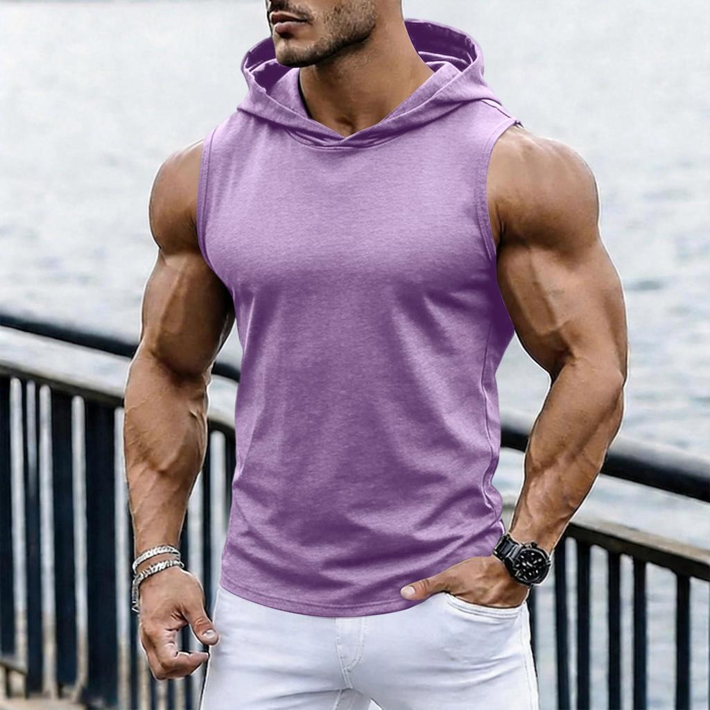 Men's Casual Fashion Sleeveless Hooded Tops | Lightweight Summer Hooded Tank Tops