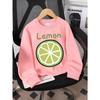 Kids Sweatshirt,Lemon Slice Design Crew Neck Fashion Sweatshirt, Autumn and Winter Top
