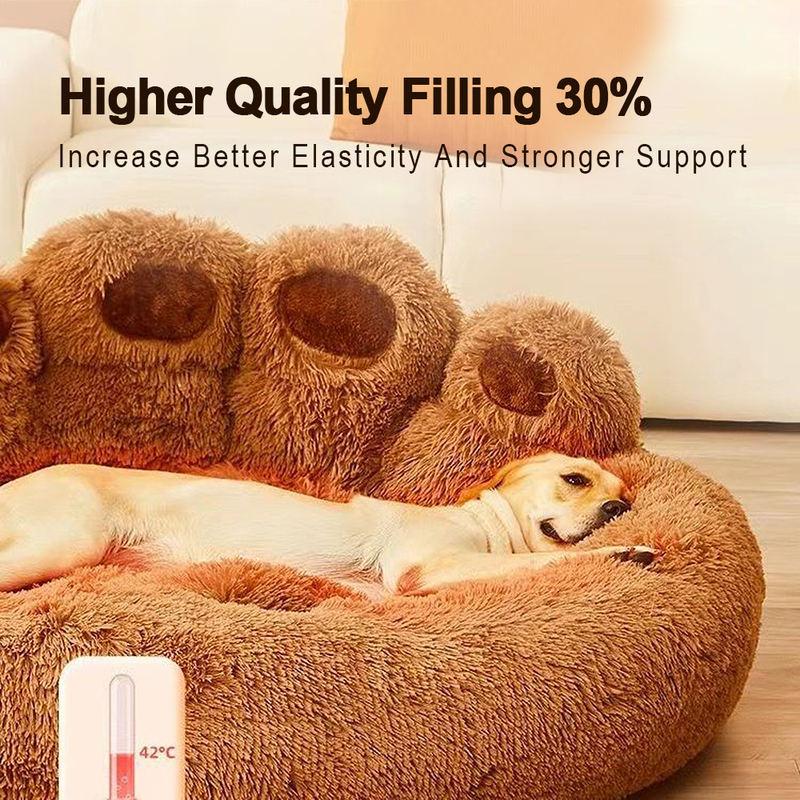 Factory  Custom Logo Luxury Pet Supplier Stuffed Dog Cat Bed Rectangle Shape Removable Lid All Seasons