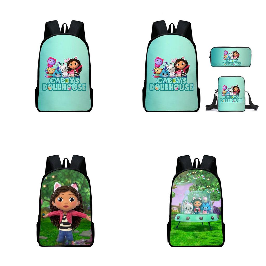 Gabby's Dollhouse Backpack Featuring Stylish Cartoon Design And Adjustable Shoulder Straps For Students