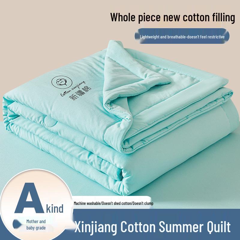 Class A Lightweight Breathable Xinjiang Cotton Quilt for Summer - Suitable for Double or Single Person, Machine Washable, Mother-Baby Grade.