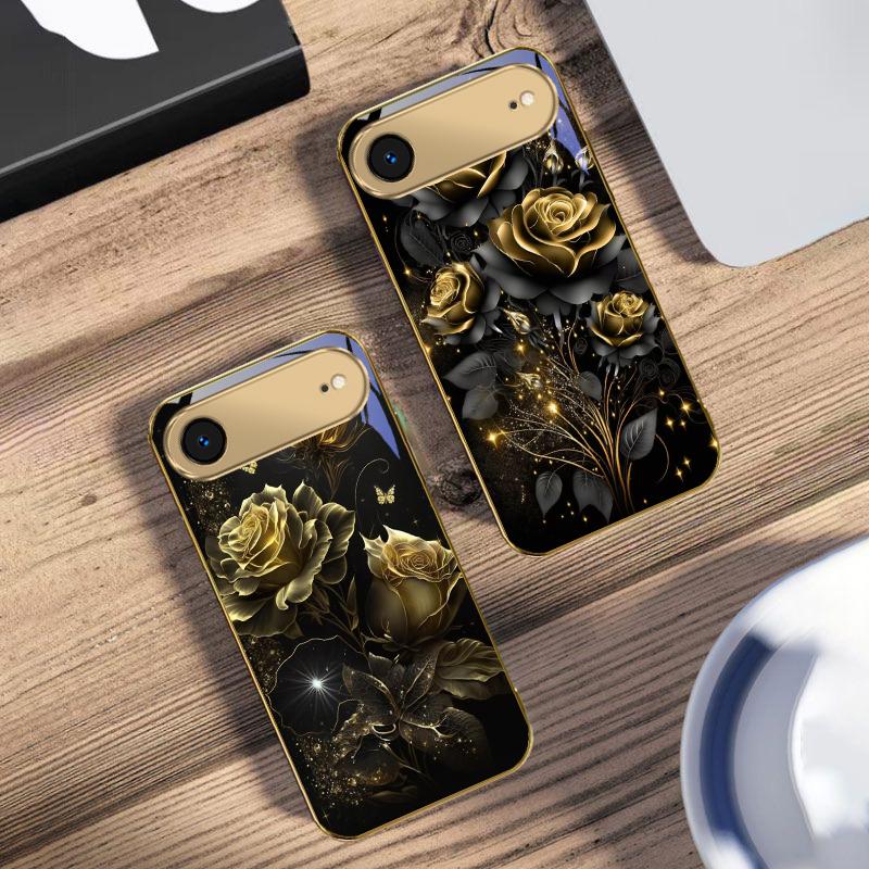 Jewel like brilliance For IPhone 17Pro Max 16 17 Pro 15 Pro 14 13 Plus 12 Mini 11Pro Max XR 16E 17 Air Golden glass phone case