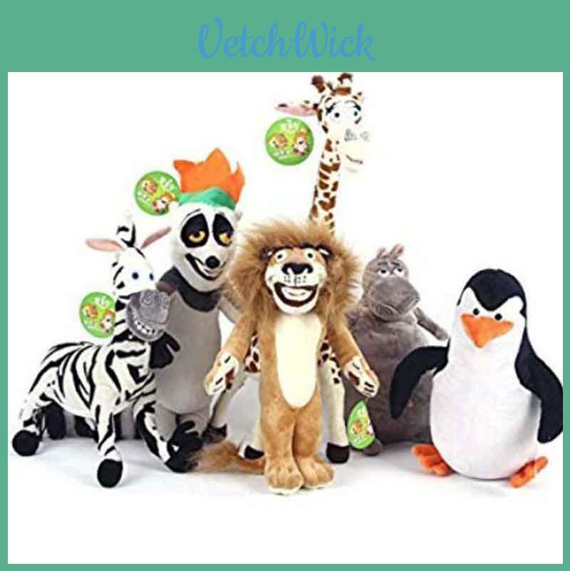 Collezione Adorabile di Peluche dei Personaggi di Madagascar con Re Julien e Amici