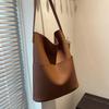 Large capacity monochromatic PU shoulder bag for women simple and versatile classic commuting style casual