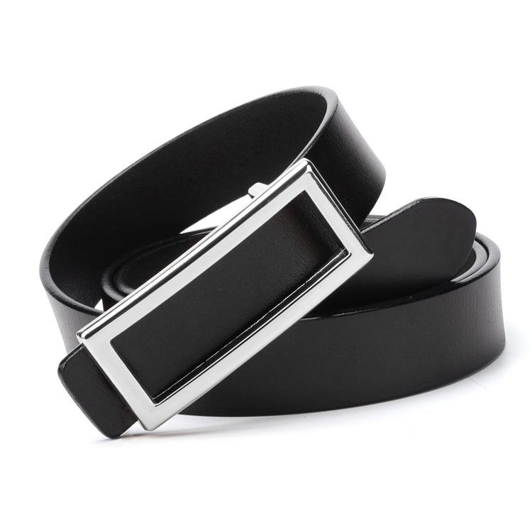 Women's Genuine Leather Belt with Smooth Buckle, Pure Cowhide, Korean Fashion, Versatile Casual Style.