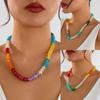 Bohemian Rainbow Clavicle Chain Handmade Y2K Neck Jewelry Colorful Beads Choker Necklace  Party