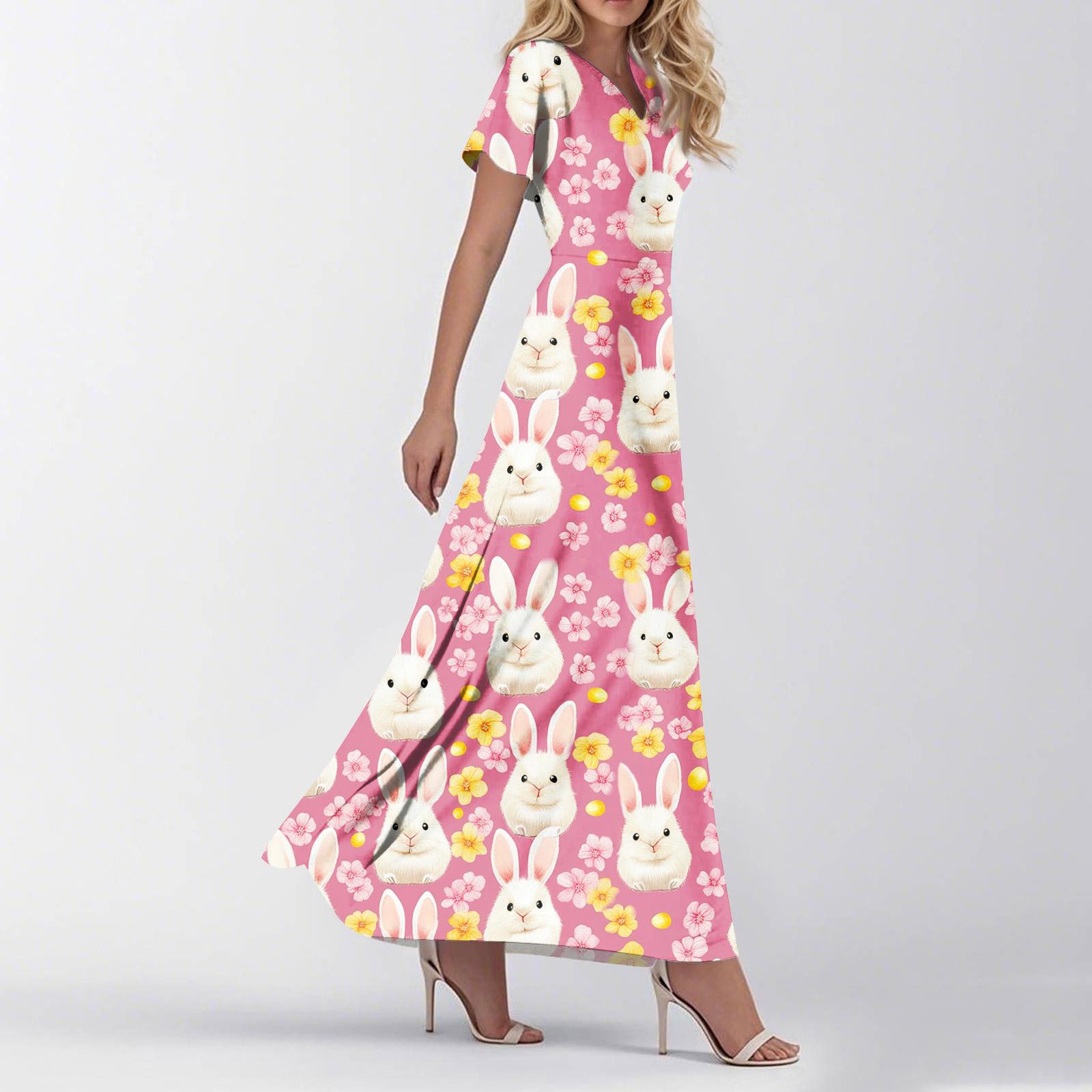 

Women s Loose Casual V-Neck Short Sleeved High Waisted Floral Print Dress Floral Print Dress XL