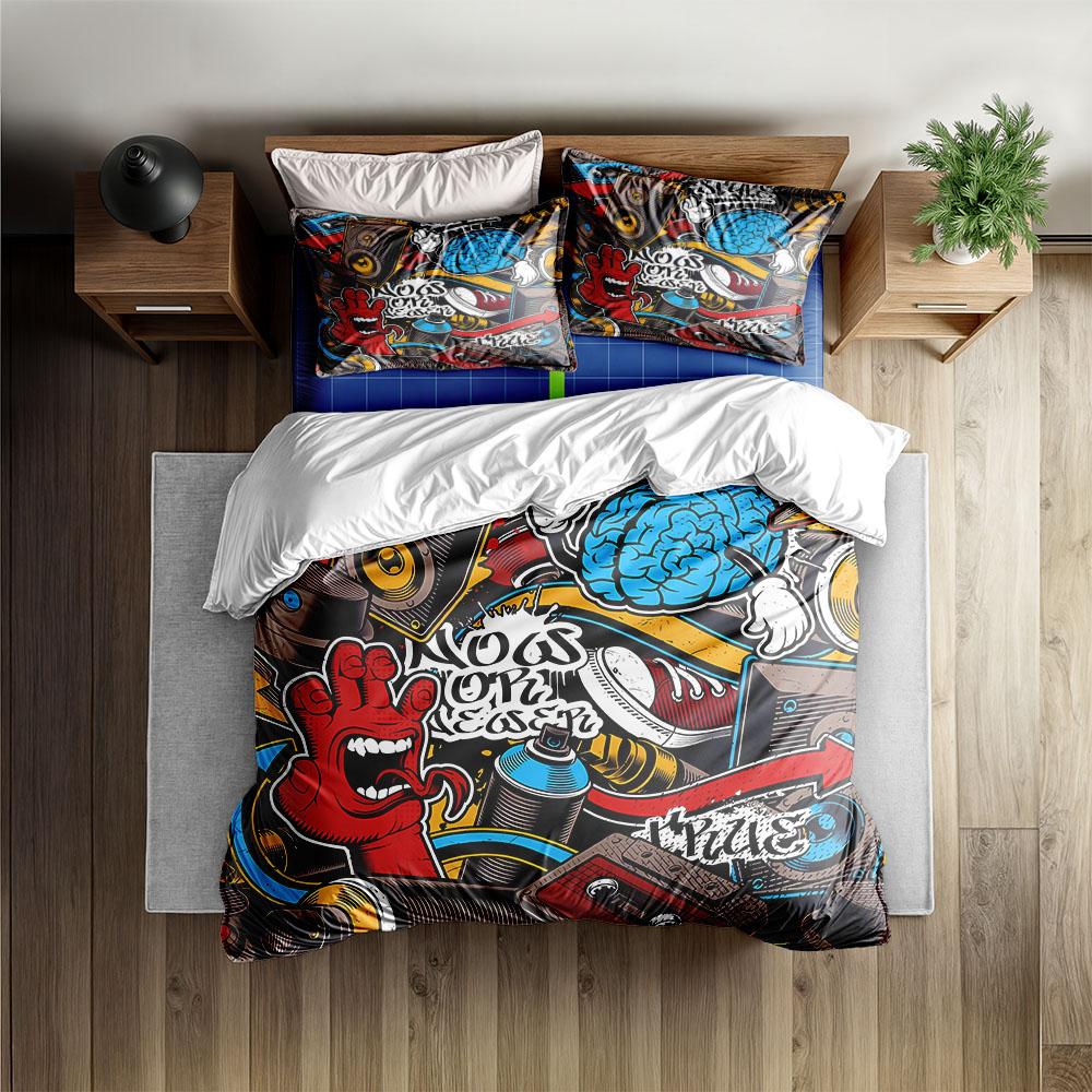 Doodles Street Art Duvet Cover Set without sheet King Queen Double Full Twin Single Size Bed Linen Set