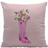 Home Decor Cowboy Style: Hat, Disco Ball, Cowboy Boots Pattern Cushion Cover Suitable For Sofa Bedroom Car Pillow Cover