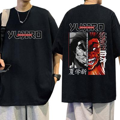 Tricou Anime Baki The Grappler Tricouri Yujiro Hanma Tricouri pentru bărbați 100% bumbac cu mânecă scurtă Tricouri casual Haine Harajuku Streetwear