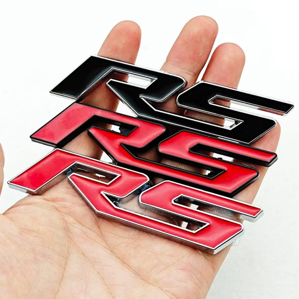 3D Metal RS Logo Badge Sticker Front Grill Emblem Rear Trunk Decal Car Accessories High-Quality Accessories are Suitable for Most Vehicle Models