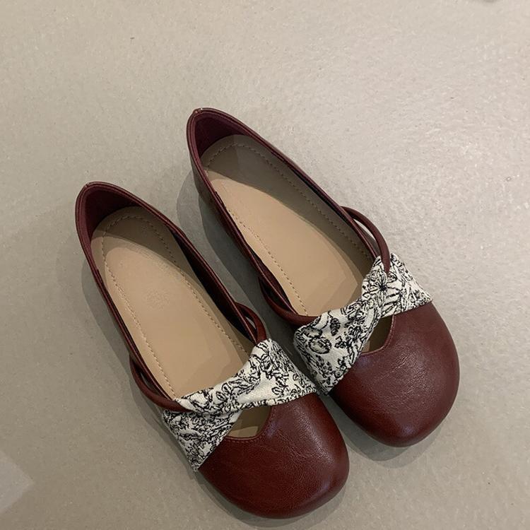 French Soft-soled Round-headed Ballet Single Shoes Women's 2025 Spring and Autumn New Flat-soled Mary Jane Shoes, National Style Evening Doudou Shoes