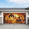 Ghost Halloween Garage Door Banner - Polyester, with fun bat, pumpkin, witch hat and spider web designs - Autumn decoration