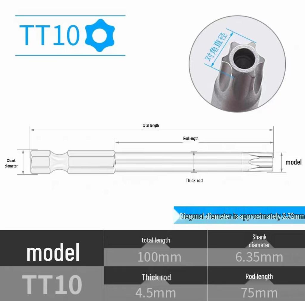 Plum Blossom Hollow Hex and Phillips Star Magnetic Screwdriver Bit Set (T5-T25)