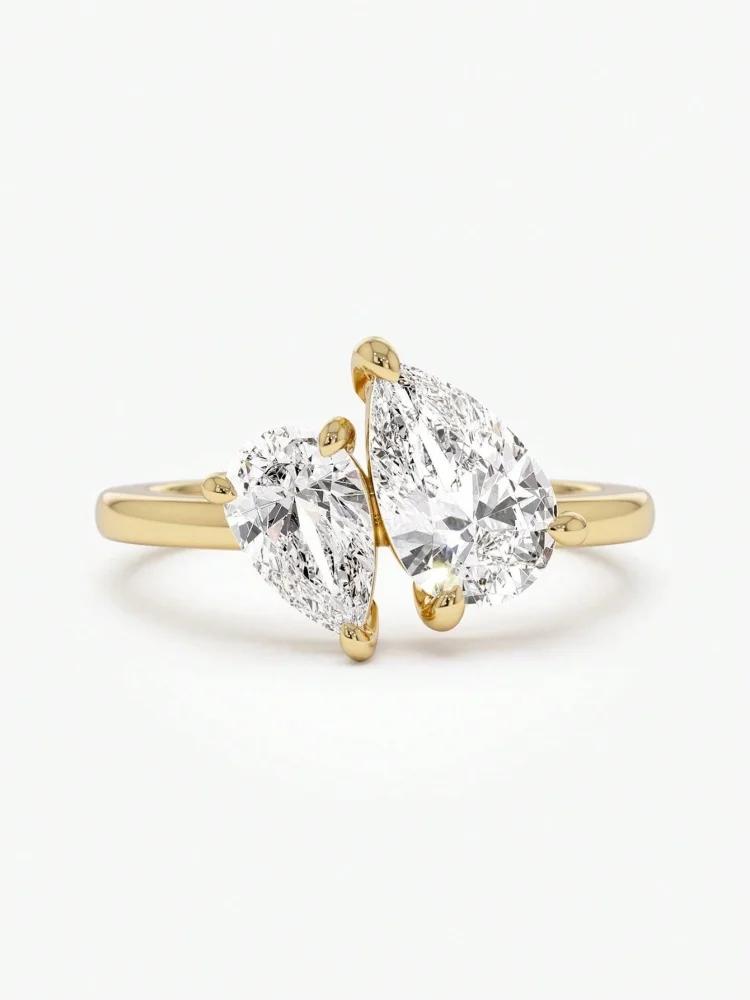 925 Silver Sparkling Water Drop Interweaving Dazzling Clear Pear Finger Rings For Women Gift Wedding Fine Jewelry