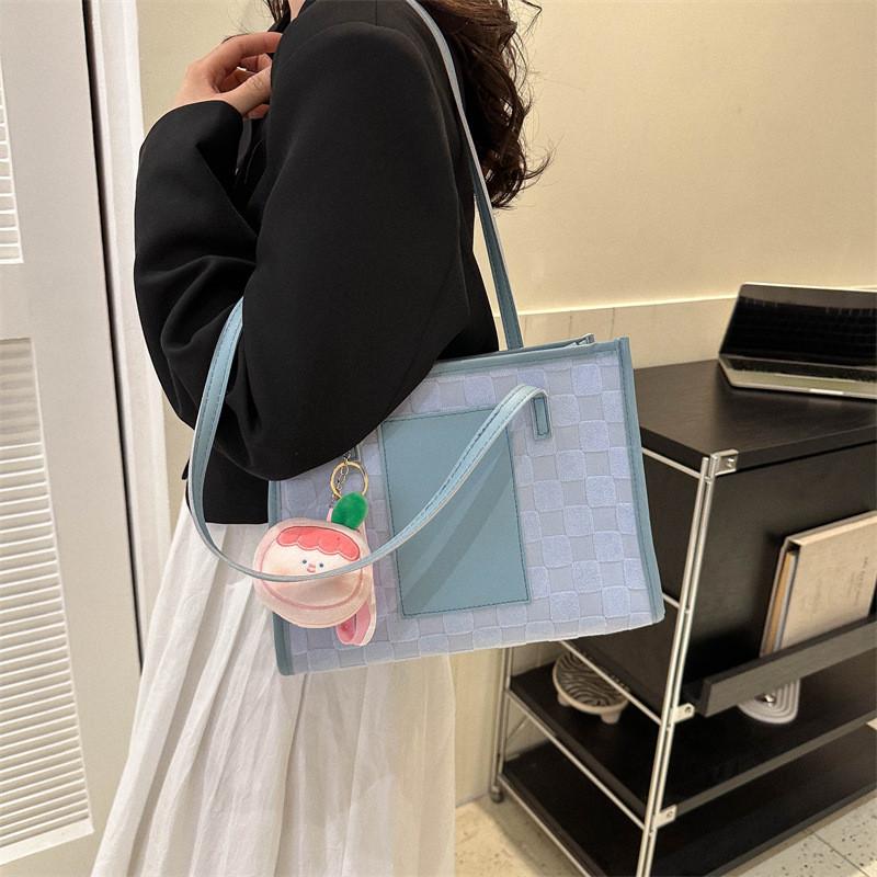 Vintage Student Tote Bag For Women Fashionable Casual Large Capacity Shoulder Bag