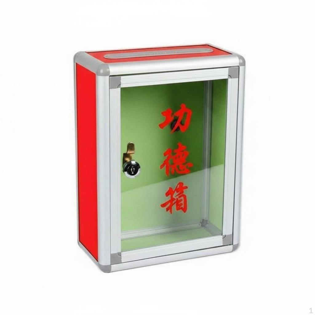 Wall Mounted Donation Box With Lock Red Aluminum Compact Design Locking Mailbox for
