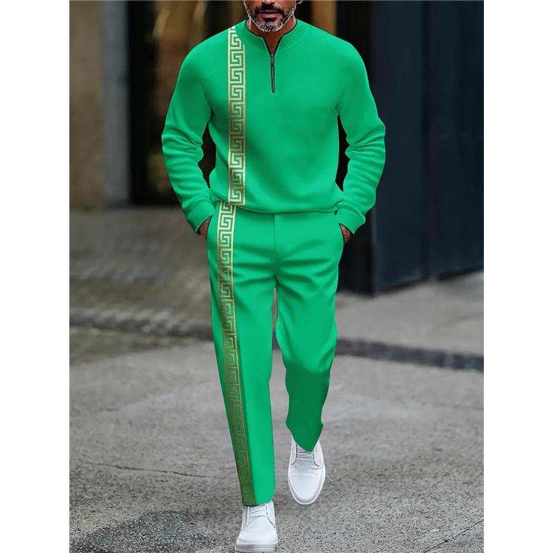 Men's 2Pcs Tracksuit Half Zip Sweatshirt  Jogger Pants Set