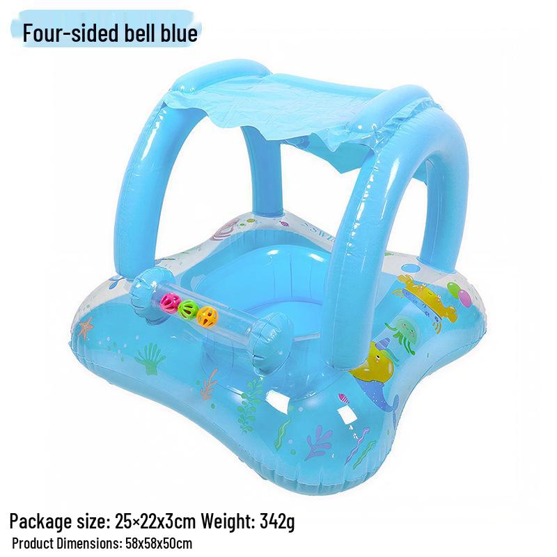 Summer Cartoon Airplane Baby Swim Ring with Handle - Anti-Rollover Design