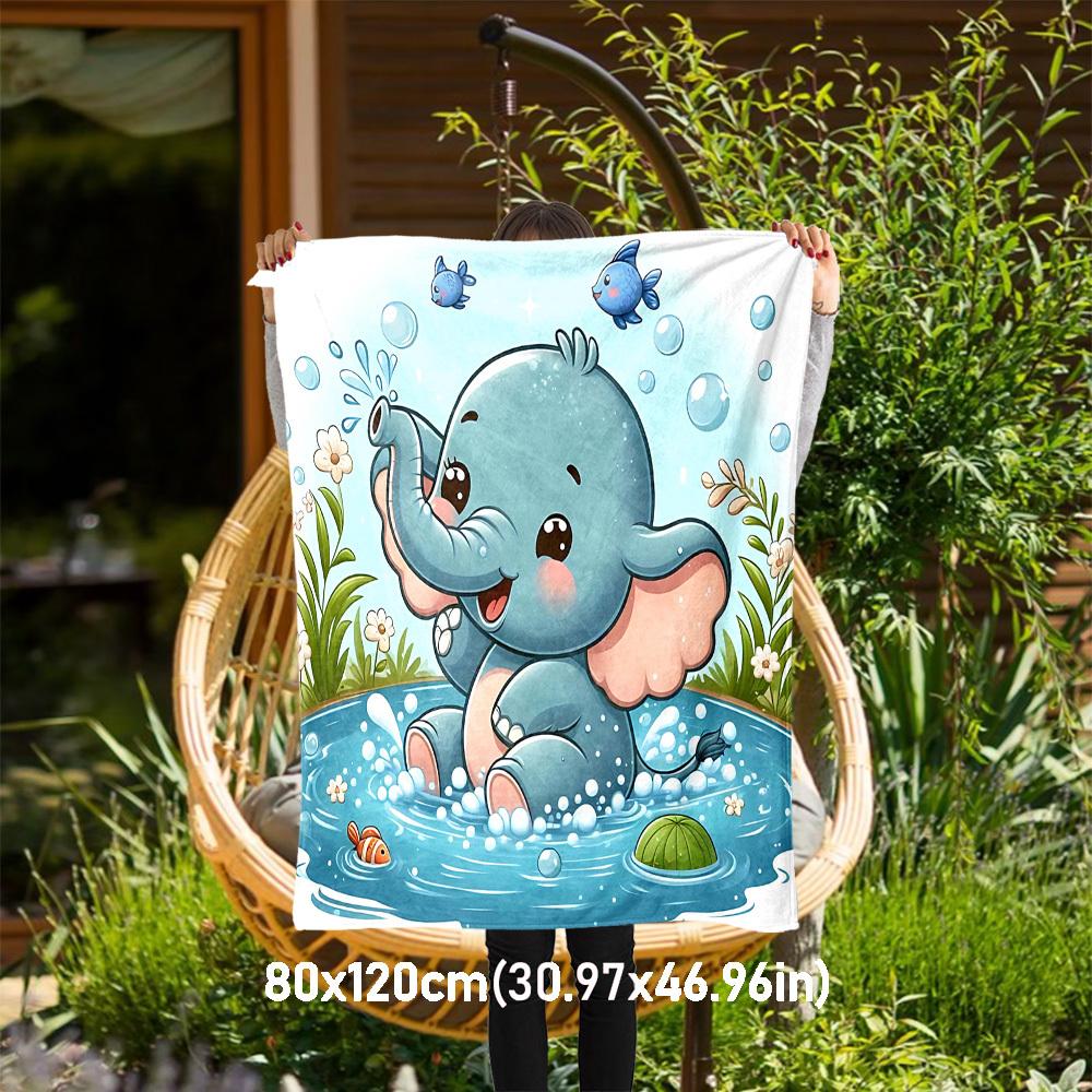 

1pc elephant, water Outdoor Flannel Blanket Soft Warm All-Season Throw for Sofa Bed Car Camping Office, Cozy Gift Idea1235S 80x120cm(31x47inch)