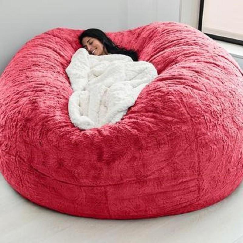 Color Large Solid Soft Plush Portable Living Room Lazy Sofa Cover Bean Bag Cover