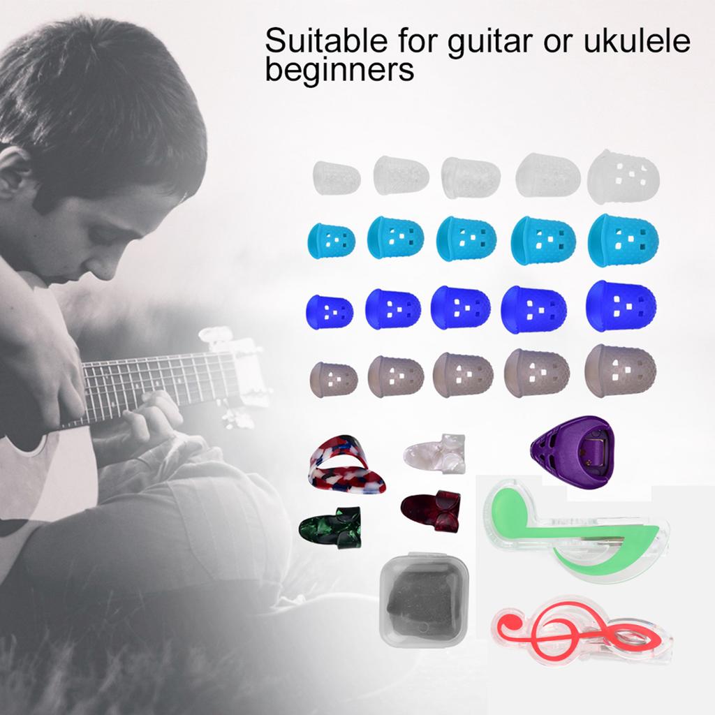 Guitar Protective Fingertip Finger Picks And Music Book Page Clip with Box