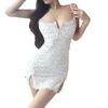 Erotic lingerie small floral sweet slip dress fashion hot girl lace sexy deep V hip dress