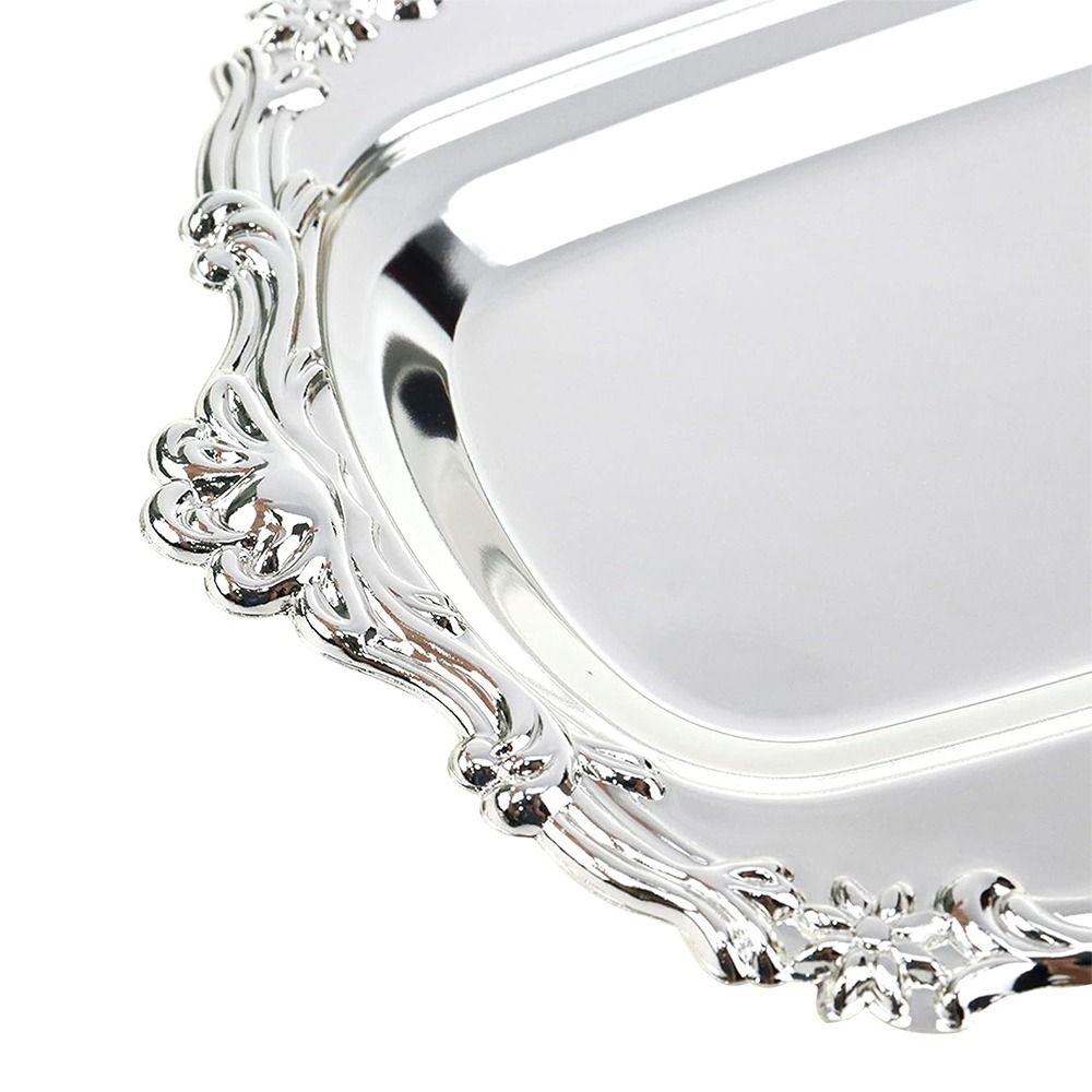 Europejski Styl Vintage Taca Tłoczona Złota/Srebrna Solidny Retro Półmisek do Serwowania Stal Nierdzewna Tłoczony Wzór