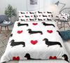 Dachshund Dog King Queen Duvet Cover Cartoon Pet Puppy Bedding Set Sausage Dog Quilt Cover Cute Animal Polyester Comforter Cover