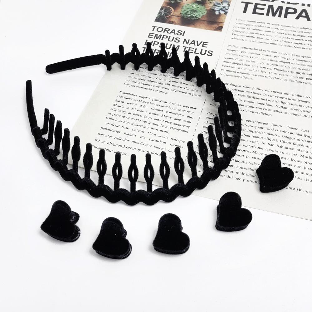 6Pcs/Set Fabric Red Black Plastic Small 2cm Hair Claw Hair Crabs for Girls With Non-Slip Teeth Hair Hoops Accessories For Women