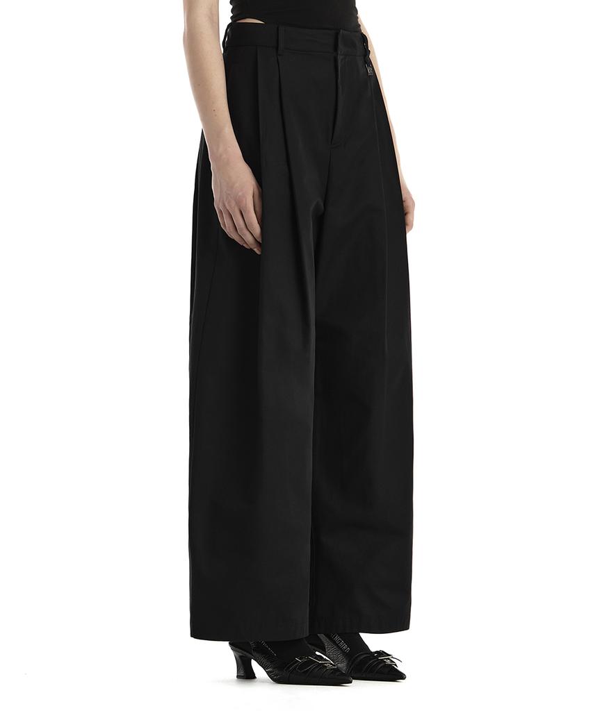 Teulimingbeodeu Double Loop Two-Tuck Wide Pants [ Black ]