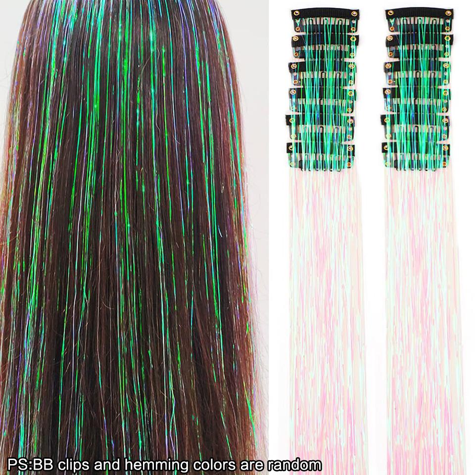 Synthetic 12 Pcs Colored Silk Hair Extensions for Women Clip-in Style Hair Extensions for Women Suitable for Holiday Events