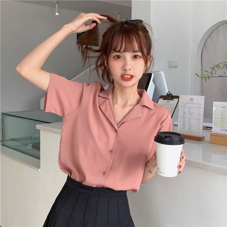 Spring 2026 Korean Retro Style Women's Professional Lapel Short Sleeve Shirt
