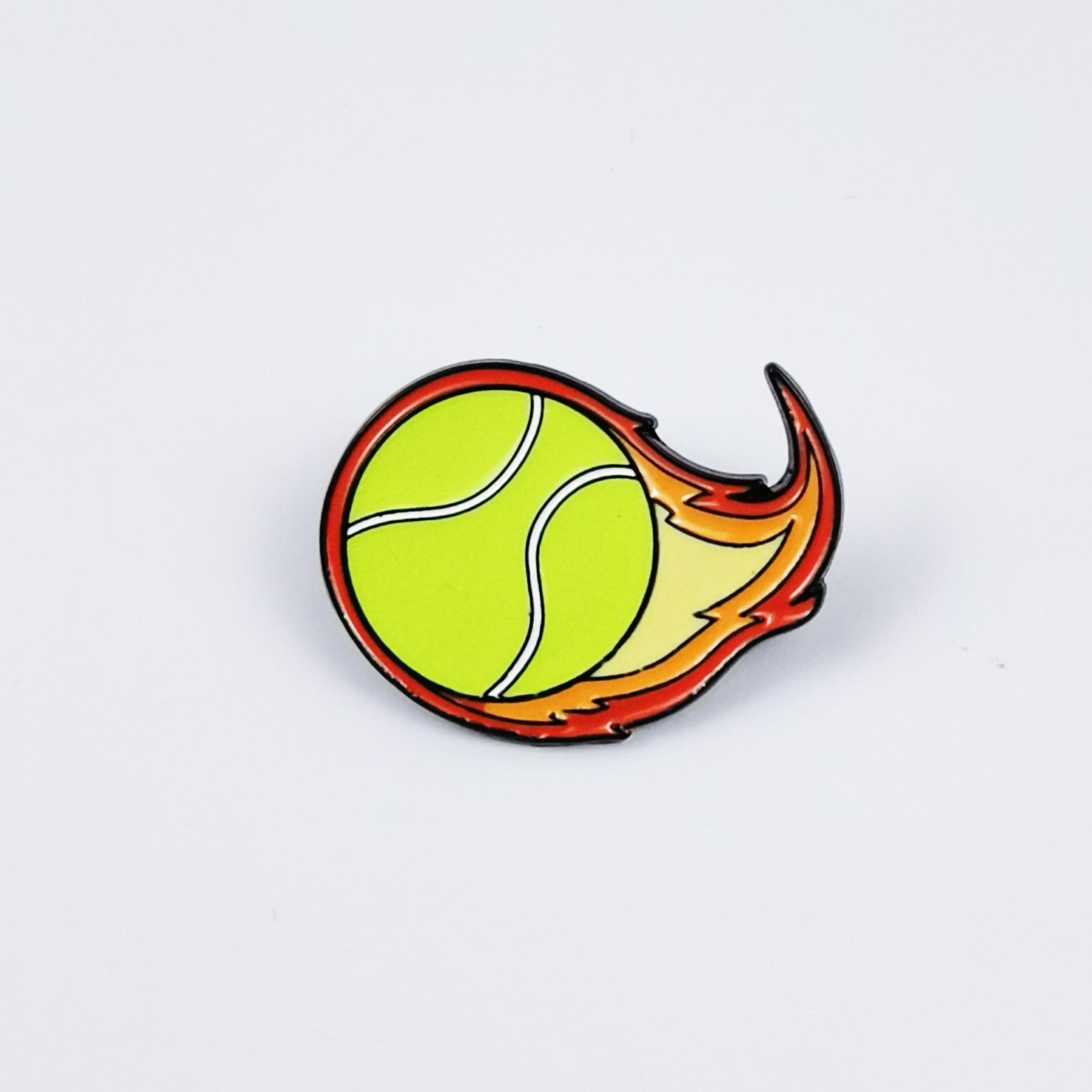 Custom Sports Dream Alloy Brooch: Basketball, Football, Volleyball Flame Badge for Backpacks