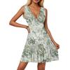 Women's Dress V-neck Sleeveless Casual Floral Print Hem Pleated Dress