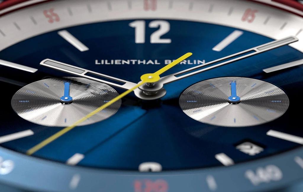 Lilianthal Berlin Chronograph Watch with Date Made In Blue Men's Display, Germany, C02-007-B040EB,