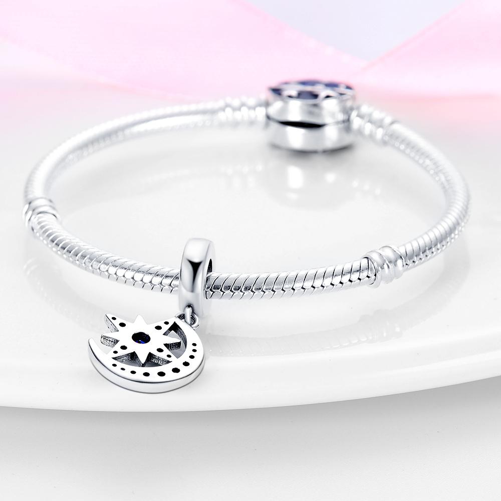 Charms Original Kupfer Stern Mond Anhänger Perlen Passend für Armband DIY Feines Geschenk Frauen Zartes Schmuckzubehör
