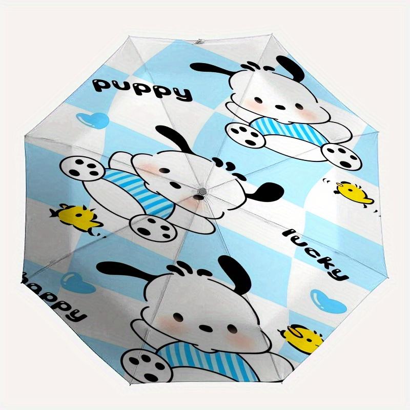 Pochacco,Sanrio Automatic Folding Umbrella Simple 8 Rib Design, Bright Cartoon Pattern, Durable Iron Frame, Suitable For Travel, Outdoor, Be