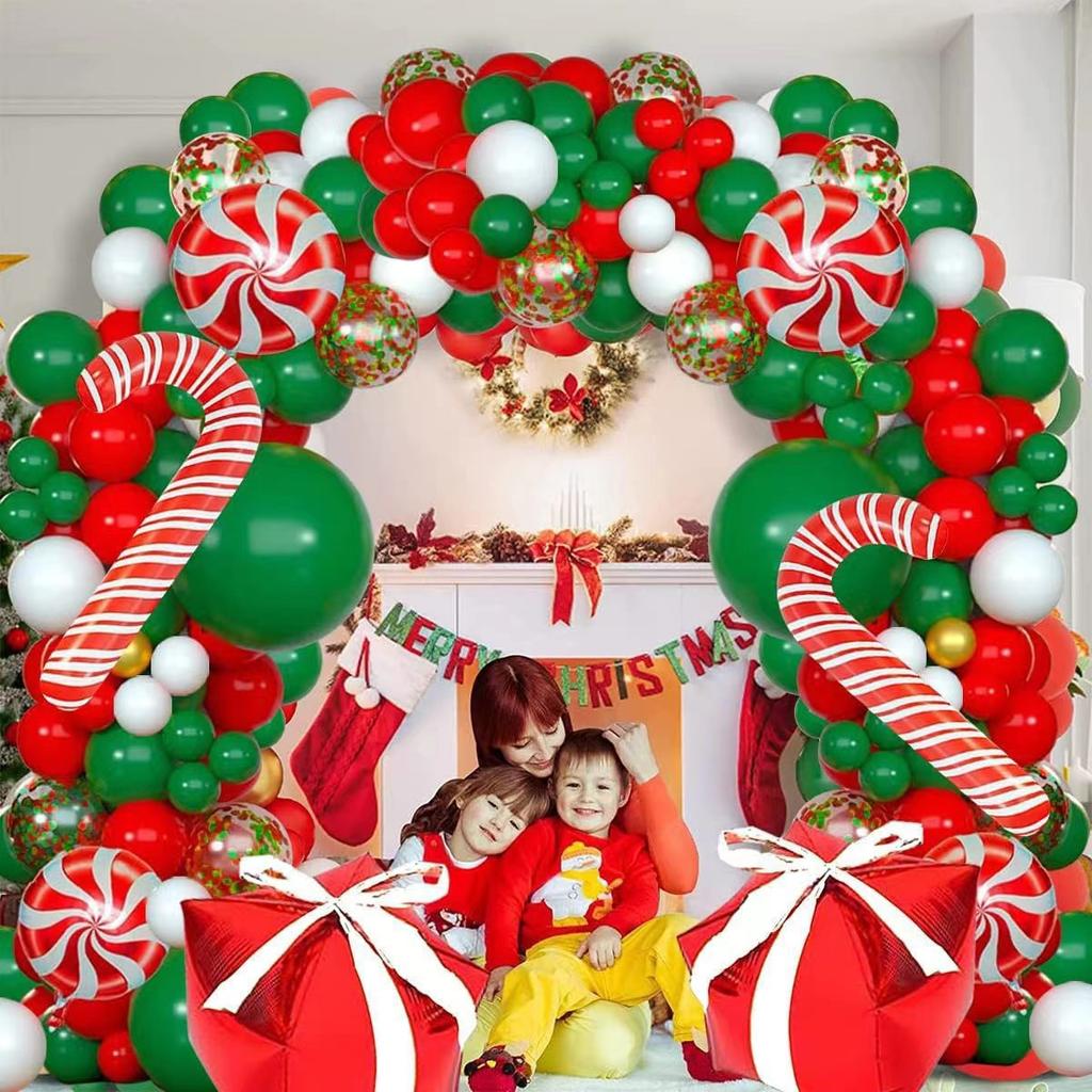 Christmas Balloon Chain Merrychristmas Festive Atmosphere Decorative Props Photo Background Wall