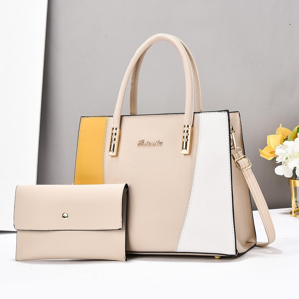 New Model Mother Bag Splicing Color Contrast Large Capacity Handbag Fashion Simple Single Shoulder Crossbody Temperament Mother Bag