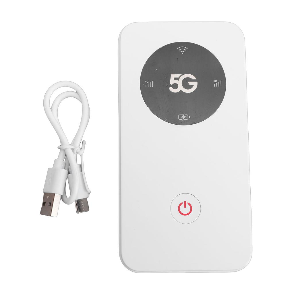 5G WiFi 6 Mobile Hotspot Router Portable WiFi Device Supports 16 Devices with Nano SIM Card Slot 6100mAh Battery White