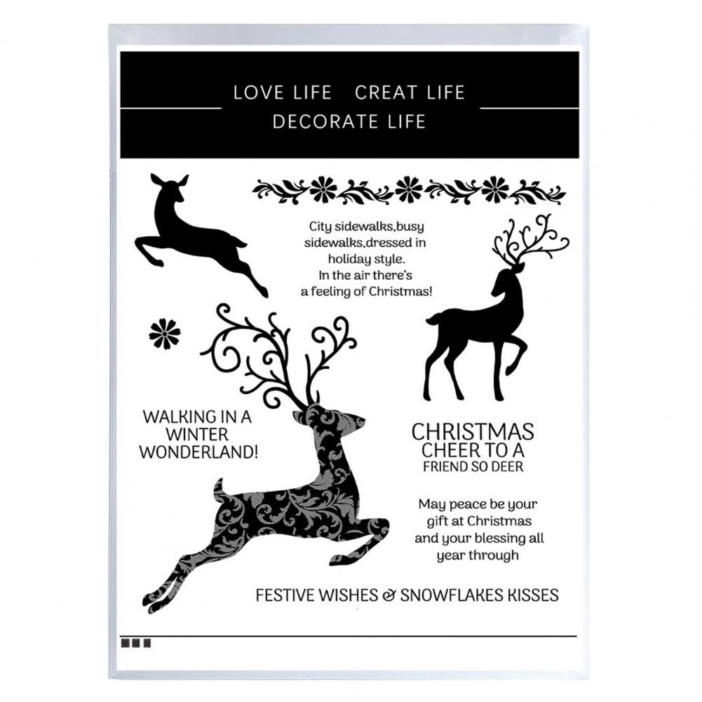 Reusable Rubber Stamps Acrylic Stamps Christmas Themed Stamp Die Set Goat Truck Snowflake Cutting Dies Diy Card Making