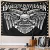 Harley-Davidson Skull Wings Design Pattern Wall Hanging Tapestry Decorative Tapestry Home Decor for Bedroom and Living Room