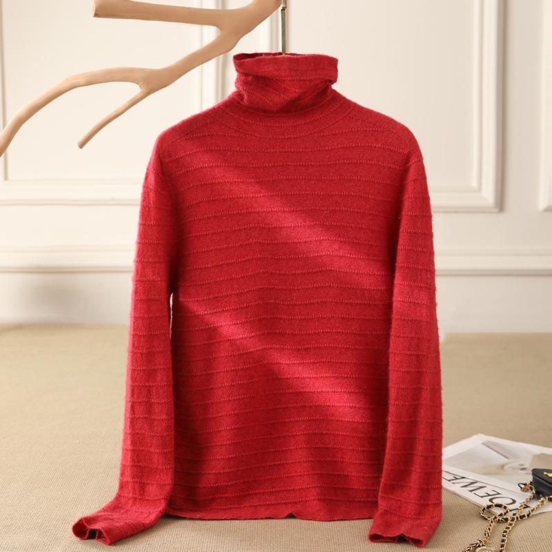 Autumn And Winter Pile-Neck Cashmere Sweater Solid Color Cashmere First-Line Ready-To-Wear Cross-Road Sweater Loose Casual Solid Color Knitted Sweater