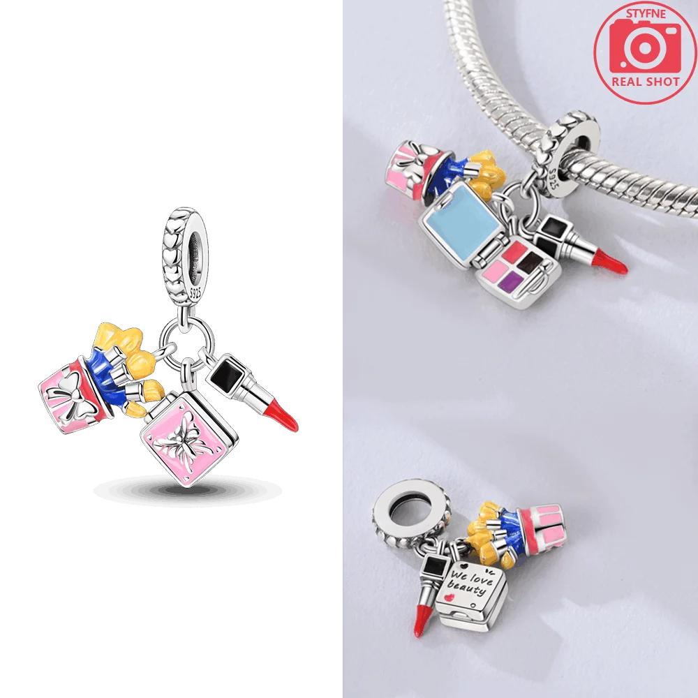 

Authentic Original Charm Bead Components Copper Metal Plated Creative Cosmetic Lipstick Pendant Bead Components Compatible With Bracelets Designed белый
