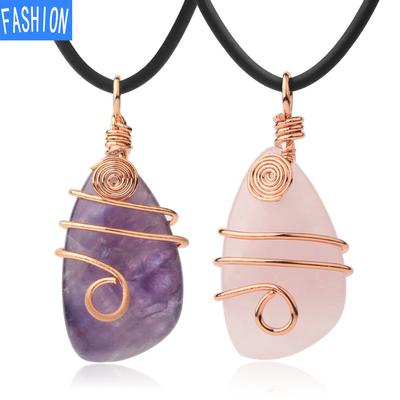 Irregular Winding Drop Shaped Men'S Women'S Fashion Natural Crystal Pendant Necklace