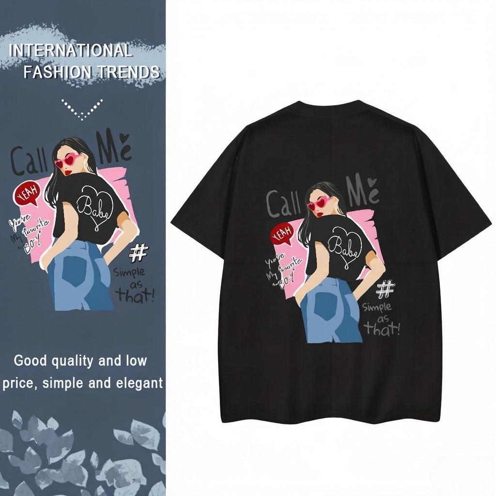 

Stylist Womens TShirts 100 Cotton Breathable Sports Streetwear with Cartoon Floral Print Soft Comfortable Casual Tees 4XL