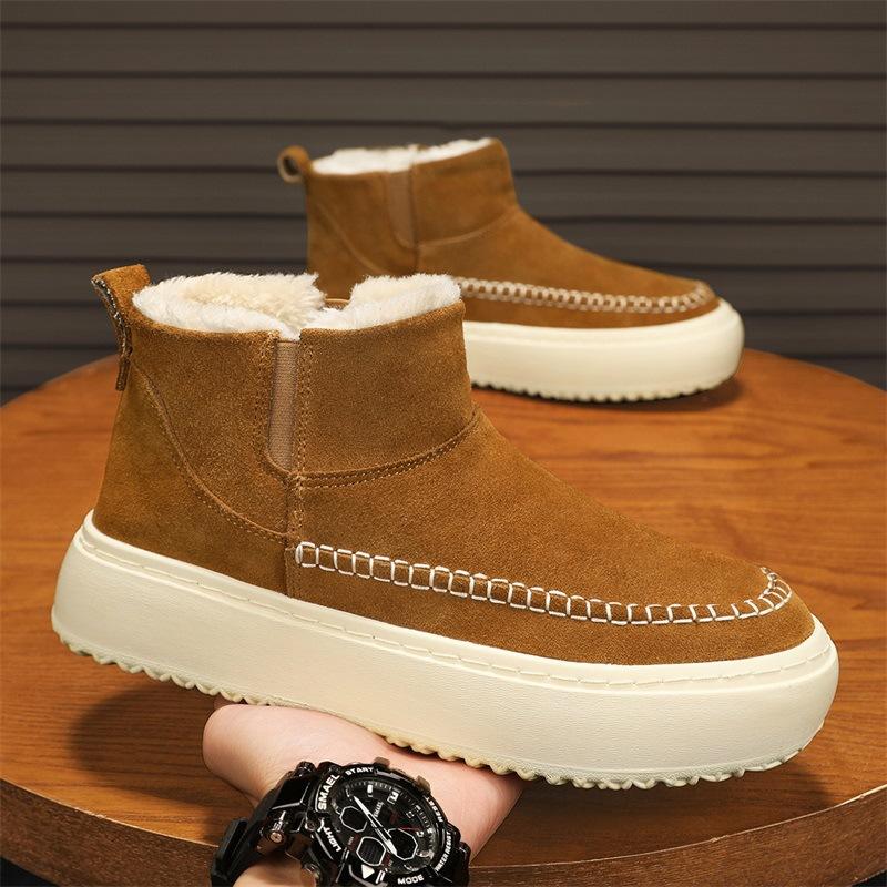 Snow boots men's winter piled and thickened warm and cold-resistant medium help thick-soled non-slip waterproof fur integrated Northeast cotton shoes