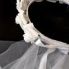 Puffy Exquisite Wedding Photo Artificial Flower Wreath Headband Bridal Veil Lace Up Party Accessory